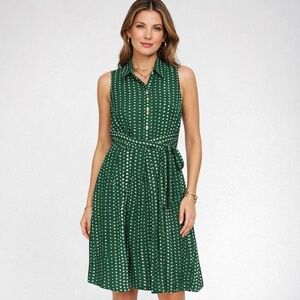 Anthropologie 11.1. Tylho Midi Shirtdress Green off-white polka dot